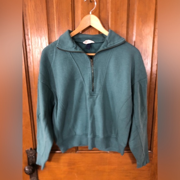 Universal Thread Crop Teal Quarter-Zip Pullover - Picture 1 of 11